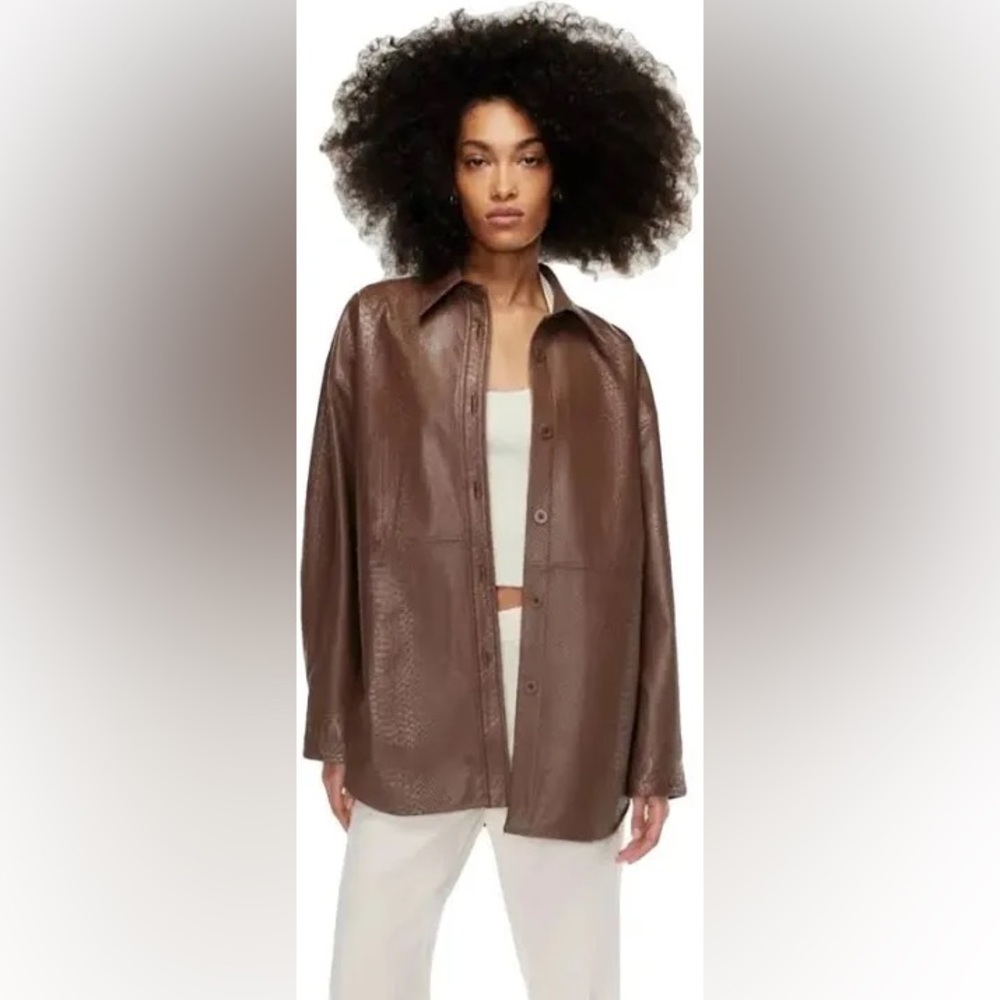 ARITZIA BABATON PELLI JACKET BROWN PINECONE PYTHON